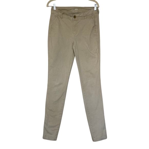 Old Navy Skinny Leg Khaki Pants Chinos In Rolled Oats Womens Casual Size 4 Tall - Picture 1 of 16